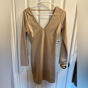 Brand New Gold/Tan/Beige Midi Dress. Dress runs small.